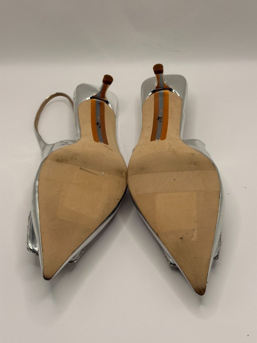 Sam Edelman Womens Kammie Silver Pointy Toe Slingback Pump Heel Sz 8 - Picture 9 of 10